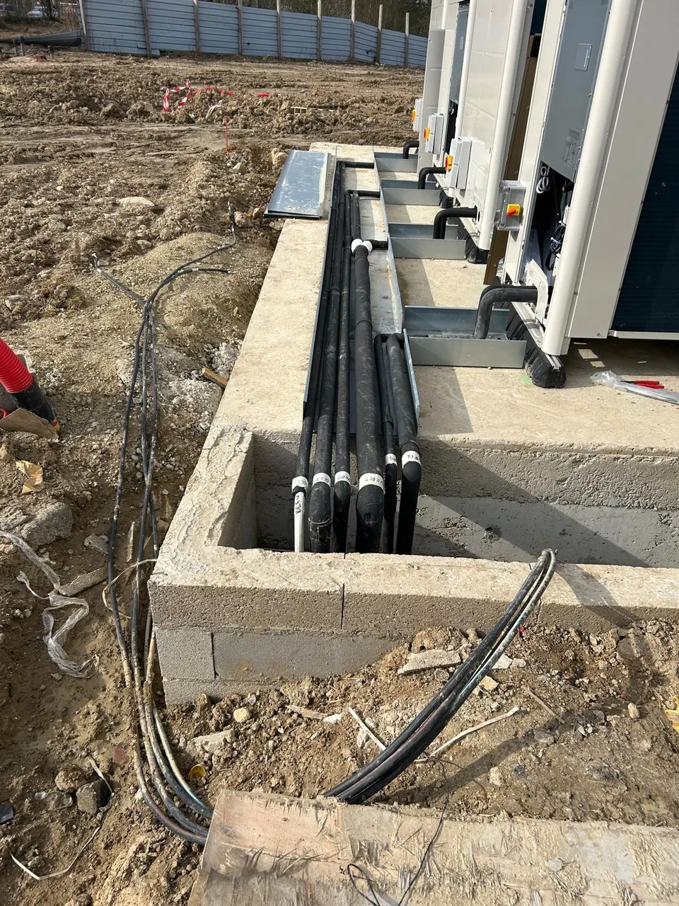 Trench for refrigerant pipework on a project