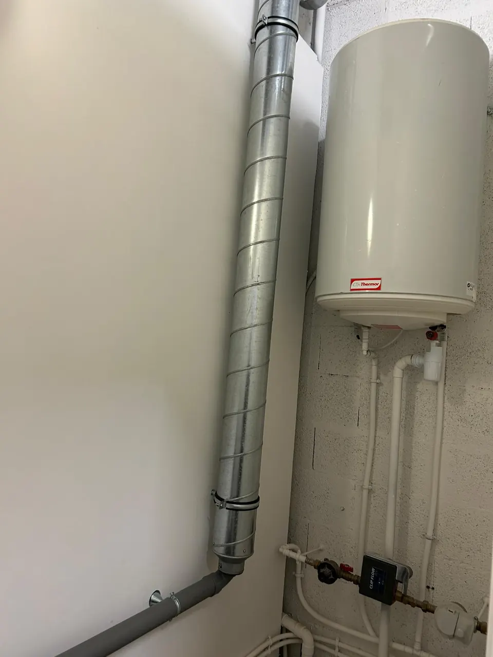 Water heater connected to a plumbing system